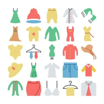 Clothes Icons Collection Stock Illustration