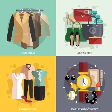 Clothes Icons Flat Ilustración de archivo