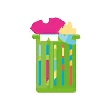 Clothes laundry basket on white background Stock Illustration