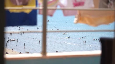 Clothes line and the beach Video stock 313557694