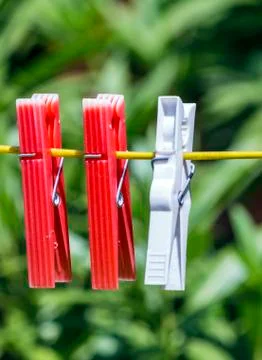 Clothes line with pegs Stock Photos