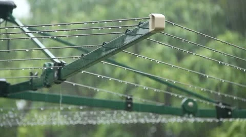Clothes line In Rain 2 Stock Footage 21267125