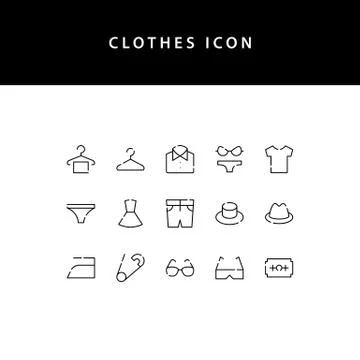 Clothes line style icon set Иллюстрация