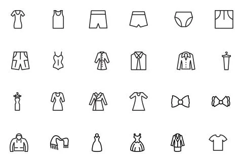 Clothes Line Vector Icons Collection Stock Illustration