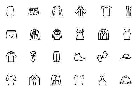 Clothes Line Vector Icons Pack Stock Illustration