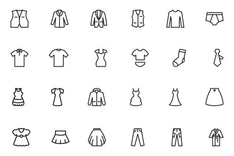 Clothes Line Vector Icons Set Stock Illustration