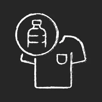 Clothes made from plastic bottles chalk white icon on dark background Stock Illustration