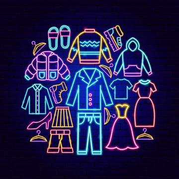 Clothes Neon Concept Stock Illustration