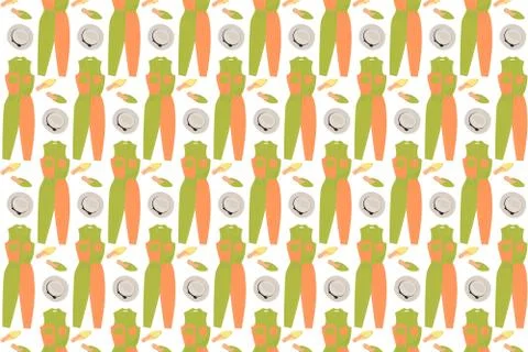 Clothes pattern. Hat, shoes and overalls on a white background Illustrazione stock