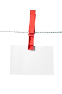 Clothes peg and note paper Stock Photos