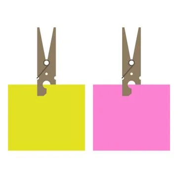 Clothes peg and stick notes Stock Illustration