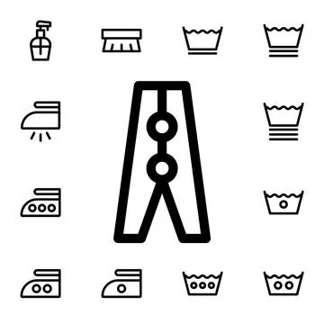 Clothes peg flat vector icon in laundry pack Stock Illustration