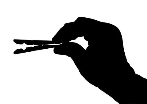 Clothes peg with hand silhouette isolation Stock Illustration