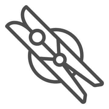 Clothes peg line icon. Laundry pin vector illustration isolated on white Stock Illustration