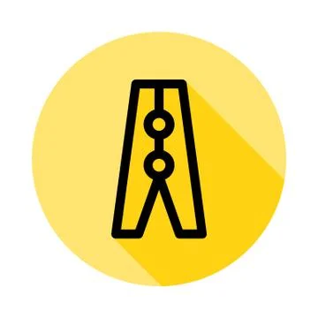 Clothes peg outline icon in long shadow style Illustrazione stock