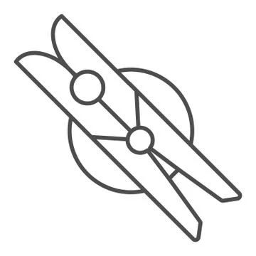 Clothes peg thin line icon. Laundry pin vector illustration isolated on white Stock Illustration