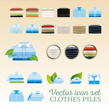 Clothes piles vector icon set Stock Illustration