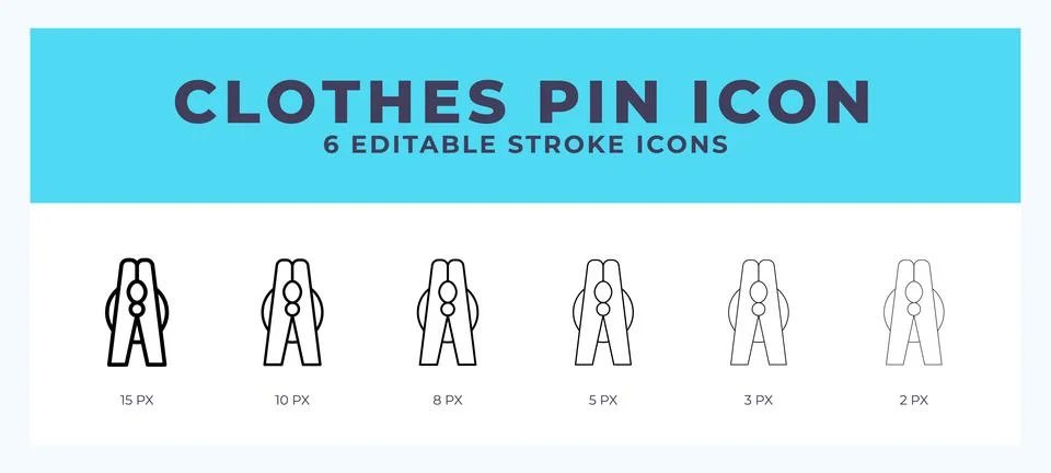 Clothes pin icon with different stroke. Vector illustration. Stock Illustration