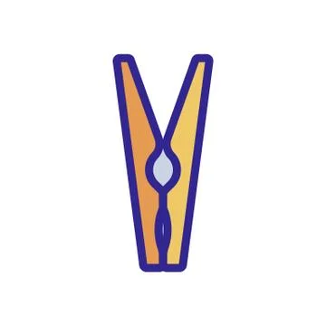 Clothes pin icon vector. Isolated contour symbol illustration Stock Illustration
