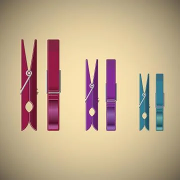 Clothes pin set on gradient background Stock Illustration
