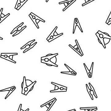 Clothes Pins Fasteners Vector Seamless Pattern Illustrazione stock