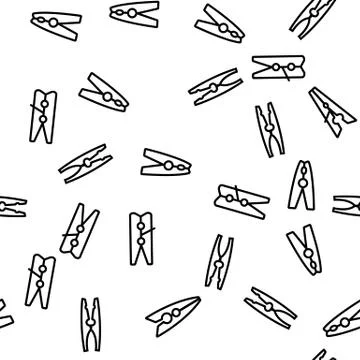 Clothes Pins Fasteners Vector Seamless Pattern Stock Illustration