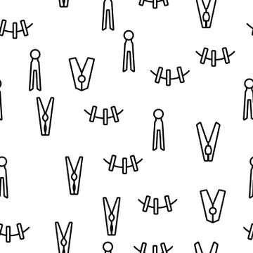 Clothes Pins Fasteners Vector Seamless Pattern Illustrazione stock