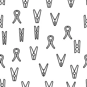 Clothes Pins Fasteners Vector Seamless Pattern Illustrazione stock