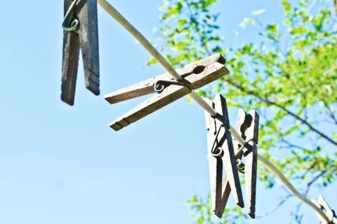 Clothes pins Stockfoto's
