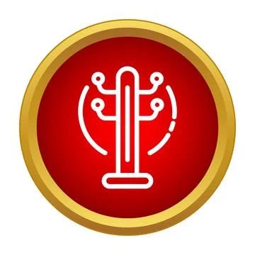 Clothes rack line art icon on red background Stock Illustration