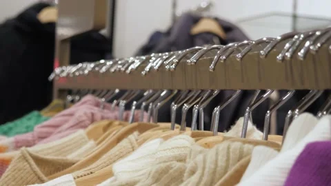 Clothes on a rack in the store. Stock Footage 231904378