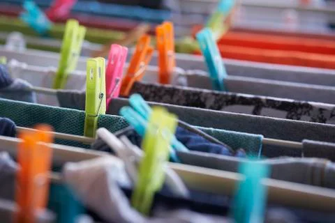 Clothes ready to dry in the sun Stock Photos
