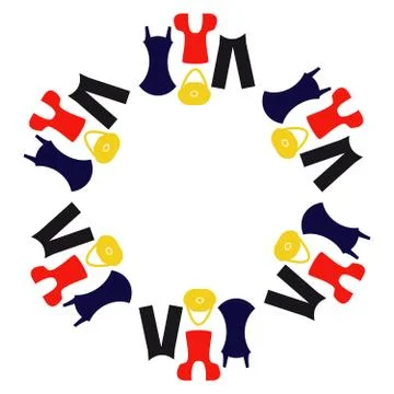 Clothes in ring isolated on white background Stock Illustration