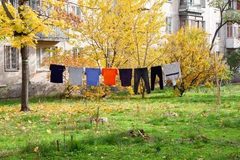 Clothes on a rope Stock Photos