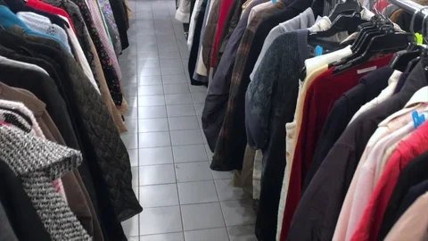 Clothes at second hand store 스톡 동영상 85332985