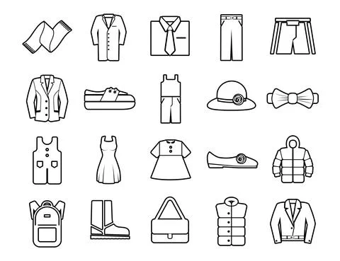 Clothes Set vector line icons with open path elements for mobile concepts and Stock Illustration