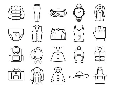 Clothes Set vector line icons with open path elements for mobile concepts and イラスト素材