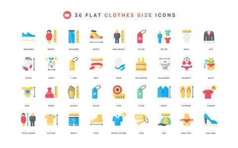 Clothes size, tailors chart guide to measure body and foot, head and hips color イラスト素材