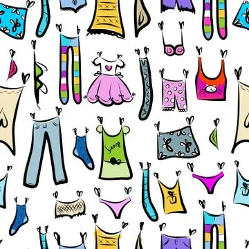 Clothes sketch, seamless pattern for your design Stock Illustration