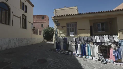 Clothes store at Athens, street corner Stock Footage 324800718