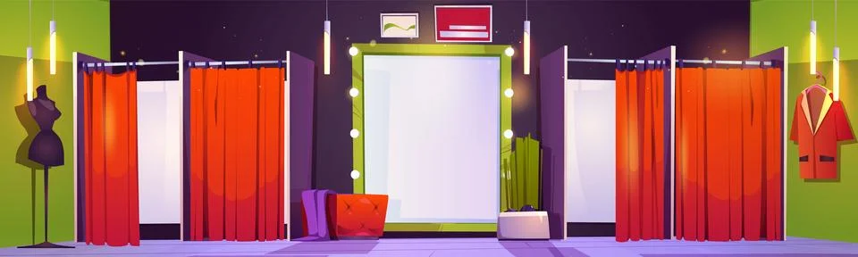 Clothes store fitting room interior 스톡 일러스트