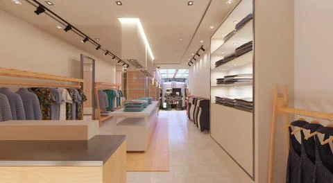 Clothes store interior 3d illustration Stock Illustration