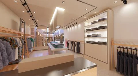 Clothes store interior 3d illustration Stock Illustration