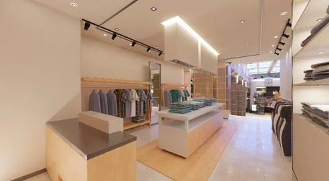 Clothes store interior 3d illustration Stock Illustration