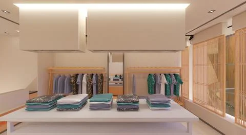Clothes store interior 3d illustration Stock Illustration