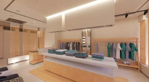 Clothes store interior 3d illustration Stock Illustration