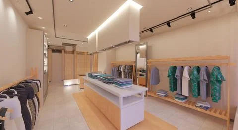 Clothes store interior 3d illustration Stock Illustration