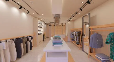 Clothes store interior 3d illustration Stock Illustration