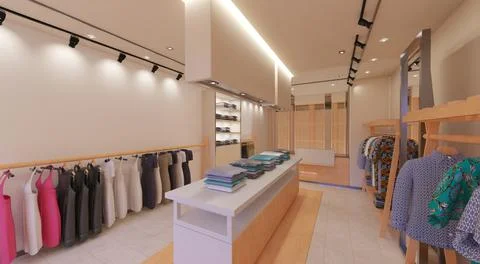 Clothes store interior 3d illustration Stock Illustration