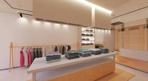 Clothes store interior 3d illustration Stock Illustration